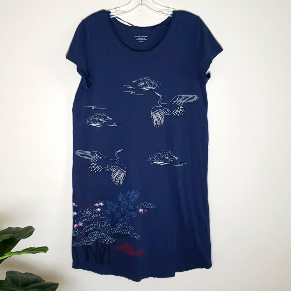 Monoprix femme bio tee shirt dress, crane scenery, women's size 38/40